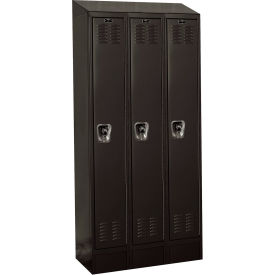 Hallowell URB3228-1ASB-ME Hallowell® Ready-Built II 1-Tier 3 Door Locker, 36"W x 12"D x 82"H, Black, Assembled image.