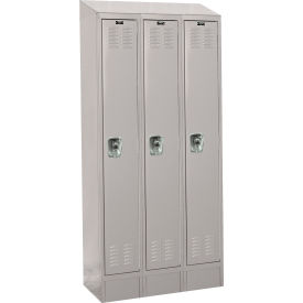 Hallowell URB3228-1ASB-PL Hallowell® Ready-Built II 1-Tier 3 Door Locker, 36"W x 12"D x 82"H, Light Gray, Assembled image.