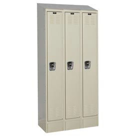 Hallowell URB3228-1ASB-PT Hallowell® Ready-Built II 1-Tier 3 Door Locker, 36"W x 12"D x 84"H, Tan, Assembled image.