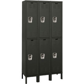 Hallowell URB3228-2A-ME Hallowell® Ready-Built 2-Tier 6 Door Locker, 36"W x 12"D x 78"H, Black, Assembled image.