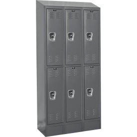 ReadyBuilt II Locker, 2-Tier, 36"W x 12"D x 82"H, 725 Dark Gray, Assembled view 2