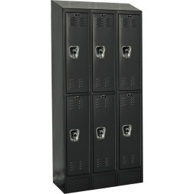 Hallowell URB3228-2ASB-ME Hallowell® Ready-Built II 2-Tier 6 Door Locker, 36"W x 12"D x 82"H, Black, Assembled image.