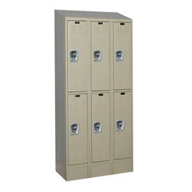 Hallowell URB3228-2ASB-PT Hallowell® Ready-Built II 2-Tier 6 Door Locker, 36"W x 12"D x 84"H, Tan, Assembled image.