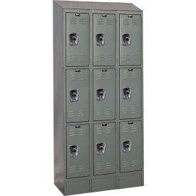 ReadyBuilt II Locker, 3-Tier, 36"W x 12"D x 82"H, 725 Dark Gray, Assembled view 2