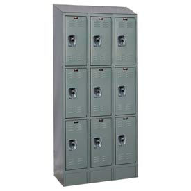 Hallowell URB3228-3ASB-HG Hallowell® Ready-Built II 3-Tier 9 Door Locker, 36"W x 12"D x 84"H, Dark Gray, Assembled image.