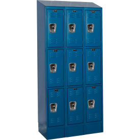ReadyBuilt II Locker, 3-Tier, 36"W x 12"D x 82"H, 707 Marine Blue, Assembled view 2