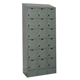 Hallowell URB3228-6ASB-HG Hallowell® Ready-Built II 6-Tier 18 Door Locker, 36"W x 12"D x 84"H, Dark Gray, Assembled image.