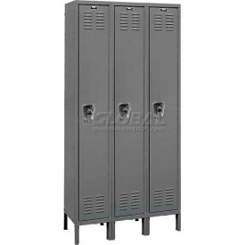 Hallowell URB3228-1A-HG Hallowell® Ready-Built 1-Tier 3 Door Locker, 36"W x 12"D x 78"H, Dark Gray, Assembled image.