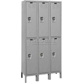 Hallowell URB3228-2A-HG Hallowell® Ready-Built 2-Tier 6 Door Locker, 36"W x 12"D x 78"H, Dark Gray, Assembled image.