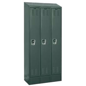 Hallowell URB3258-1ASB-HG Hallowell® Ready-Built II 1-Tier 3 Door Locker, 36"W x 15"D x 84"H, Dark Gray, Assembled image.