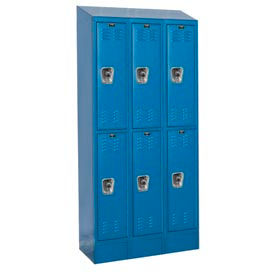 Hallowell URB3258-2ASB-MB Hallowell® Ready-Built II 2-Tier 6 Door Locker, 36"W x 15"D x 84"H, Blue, Assembled image.