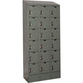 Hallowell URB3258-6ASB-HG Hallowell® Ready-Built II 6-Tier 18 Door Locker, 36"W x 15"D x 84"H, Dark Gray, Assembled image.