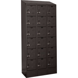 Hallowell URB3258-6ASB-ME Hallowell® Ready-Built II 6-Tier 18 Door Locker, 36"W x 15"D x 83"H, Black, Assembled image.