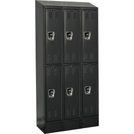 Hallowell URB3288-2ASB-ME Hallowell® Ready-Built II 2-Tier 6 Door Locker, 36"W x 18"D x 84"H, Black, Assembled image.