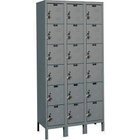 ReadyBuilt Locker, 6-Tier, 36"W x 18"D x 78"H, 725 Dark Gray, Assembled view 2