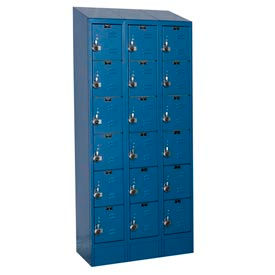 Hallowell URB3288-6ASB-MB Hallowell® Ready-Built II 6-Tier 18 Door Locker, 36"W x 18"D x 84"H, Blue, Assembled image.