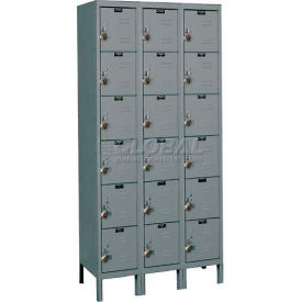 Hallowell URB3288-6A-HG Hallowell® Ready-Built 6-Tier 18 Door Locker, 36"W x 18"D x 78"H, Dark Gray, Assembled image.