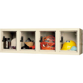 1-Tier 4 Door Safety-View Wall Mount Locker, 48"Wx18"Dx14-3/4"H, Tan, Unassembled view 2