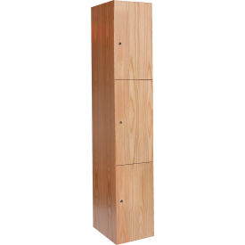 Hallowell® 3-Tier All-Wood Club Locker 12"W x 18"D x 72"H Natural Red Oak Assembled 