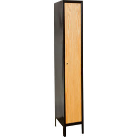 Hallowell® 1-Tier Metal-Wood Hybrid Locker 15"W x 18"D x 78"H Midnight Ebony Unassembled 
