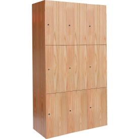 Hallowell® 3-Tier All-Wood Club Locker 36"W x 18"D x 72"H Natural Red Oak Assembled 
