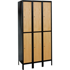 Hallowell® 2-Tier Metal-Wood Hybrid Locker 36"W x 18"D x 78"H Midnight Ebony Unassembled 