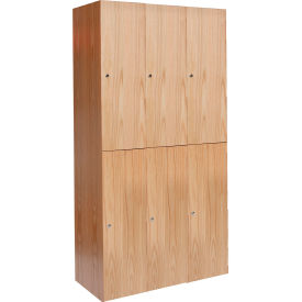 Hallowell® 2-Tier All-Wood Club Locker 45"W x 18"D x 72"H Natural Red Oak Assembled 