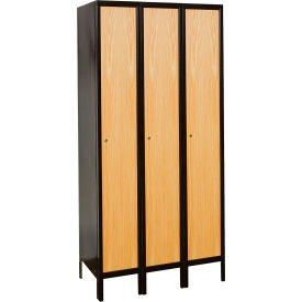Hallowell® 1-Tier Metal-Wood Hybrid Locker 45"W x 18"D x 78"H Midnight Ebony Assembled 