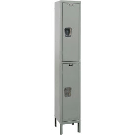 Hallowell UY1518-2A-HG Hallowell® 2-Tier 2 Door Maintenance-Free Quiet Locker, 15"W x 21"D x 78"H, Gray, Assembled image.