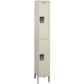 Hallowell UY1518-2PT Hallowell® 2-Tier 2 Door Maintenance-Free Quiet Locker, 15"W x 21"D x 78"H, Tan, Unassembled image.