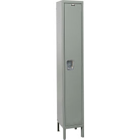 Hallowell UY1548-1A-HG Hallowell® 1-Tier 1 Door Maintenance-Free Quiet Locker, 15"W x 24"D x 78"H, Gray, Assembled image.