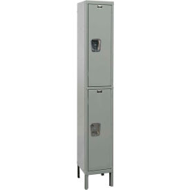 Hallowell UY1558-2A-HG Hallowell® 2-Tier 2 Door Maintenance-Free Quiet Locker, 15"W x 15"D x 78"H, Gray, Assembled image.