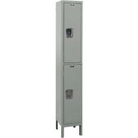 Hallowell UY1848-2HG Hallowell® 2-Tier 2 Door Maintenance-Free Quiet Locker, 18"W x 24"D x 78"H, Gray, Unassembled image.