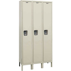 Hallowell UY3518-1PT Hallowell® 1-Tier 3 Door Maintenance-Free Quiet Locker, 45"W x 21"D x 78"H, Tan, Unassembled image.