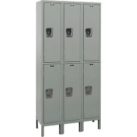 Hallowell UY3518-2A-HG Hallowell® 2-Tier 6 Door Maintenance-Free Quiet Locker, 45"W x 21"D x 78"H, Gray, Assembled image.