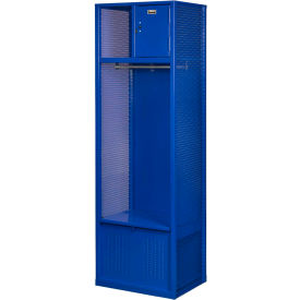 Hallowell WSBF442-1C-GS Hallowell® Gear Locker w/ Shelf, Security Box & Footlocker, 24"W x 24"D x 72"H, Blue, Assembled image.