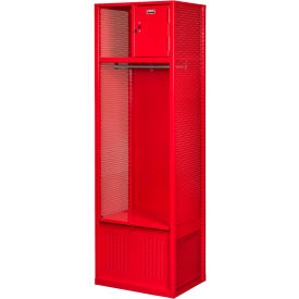 Hallowell WSBF442-1C-RR Hallowell® Welded Gear Locker w/ Security Box & Footlocker, 24"W x 24"D x 72"H, Red, Assembled image.