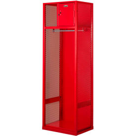 Hallowell WSBN482-1C-RR Hallowell® Welded Gear Locker w/ Top Shelf & Security Box, 24"W x 18"D x 72"H, Red, Assembled image.