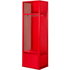Hallowell® Gear Locker w/ Top Shelf & Footlocker 24""W x 24""D x 72""H Relay Red All-Welded