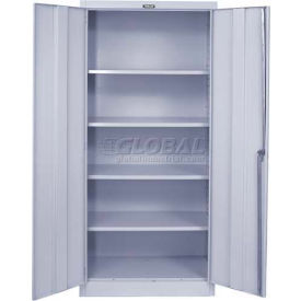 Hallowell 815S18A-PL-AM Hallowell MedSafe Antimicrobial Storage Cabinet, 36"Wx18"Dx78"H, Platinum, Assembled image.