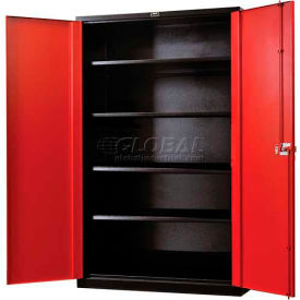 Hallowell FK4SC8478-4BR-HT Hallowell FK4SC8478-4BR-HT Fort Knox Cabinet, 48"W x 24"D x 78"H, Black Body, Red Doors image.