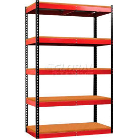 Hallowell FKR482478-5S-W-BR-HT Hallowell Fort Knox Rivetwell 5 Shelf, Boltless Shelving, Particle Board Deck, 48"W x 24"D x 78"H image.