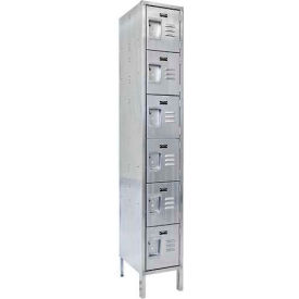 Hallowell USS1888-6 Hallowell® 6-Tier 6 Door Stainless Steel Locker, 18"W x 18"D x 78"H, Gray, Unassembled image.