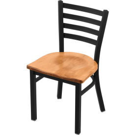 400 Jackie Dining Chair, Medium Maple Seat, Black Wrinkle Finish view 2