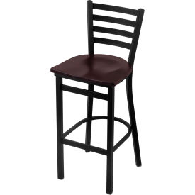 400 Jackie 30" Stationary Bar Stool, Dark Cherry Maple Seat, Black Wrinkle Finish view 2