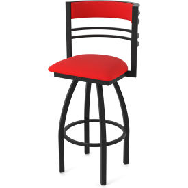 Holland Bar Stool 860 Hunter 30" Swivel Bar Stool Canter Red Seat Black Wrinkle Finish 