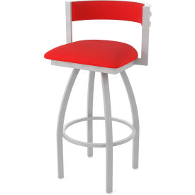 Holland Bar Stool 861 Artemis 25" Swivel Counter Stool Canter Red Seat Anodized Nickel Finish 