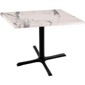 Holland Bar Stool OD211 Enduro Outdoor Table X-Base 30"W x 30"D x 30"H White Marble Top 