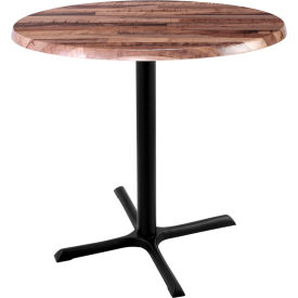 Holland Bar Stool OD211 Enduro Outdoor Table X-Base 30" Dia. x 36"H Rustic Top 