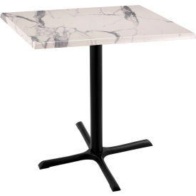 Holland Bar Stool OD211 Enduro Outdoor Table X-Base 30"W x 30"D x 36"H White Marble Top 
